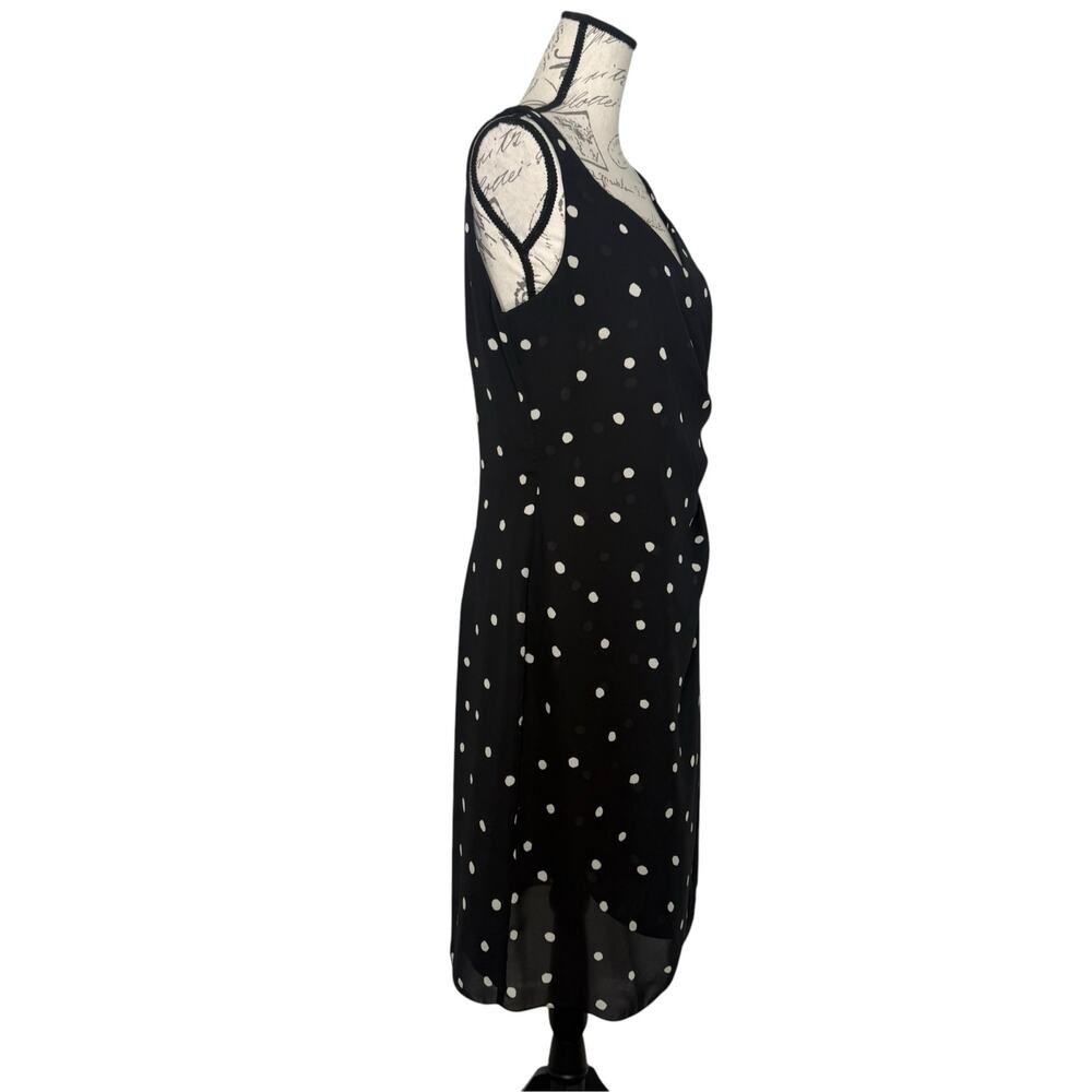 Vintage David Warren New York Polka Dot Faux Wrap Sweetheart Neckline Dress 14 - Picture 3 of 9